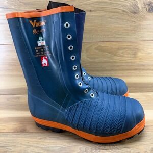 Viking Fire Fighter Steel Toe Mens Boots Mens 11 Rigger Firewall Blue Orange